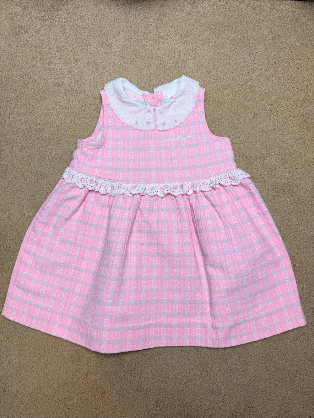 Vintage OshKosh B’gosh Pink Peter Pan Collar Dress Girls 4T Made In USA Rare